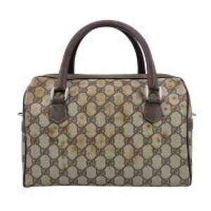 Gucci Boston bag GG beige brown canvas Web Sherry Line Supreme
